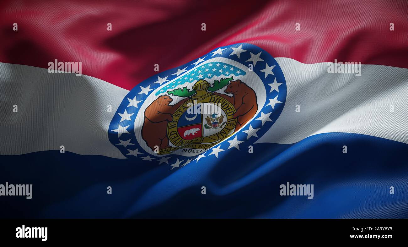 Offizielle Flagge des Staates Missouri. Die Vereinigten Staaten von Amerika. Stockfoto