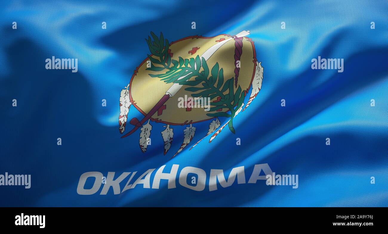 Offizielle Flagge des Staates Oklahoma. Die Vereinigten Staaten von Amerika. Stockfoto