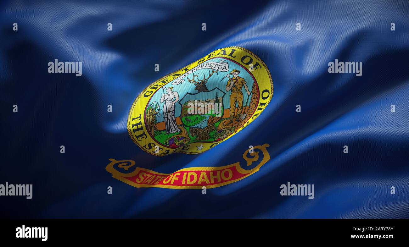 Offizielle Flagge des US-Bundesstaates Idaho. Die Vereinigten Staaten von Amerika. Stockfoto