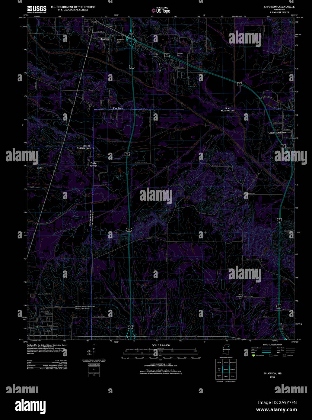 Karte von shannon mississippi Fotos und Bildmaterial in hoher