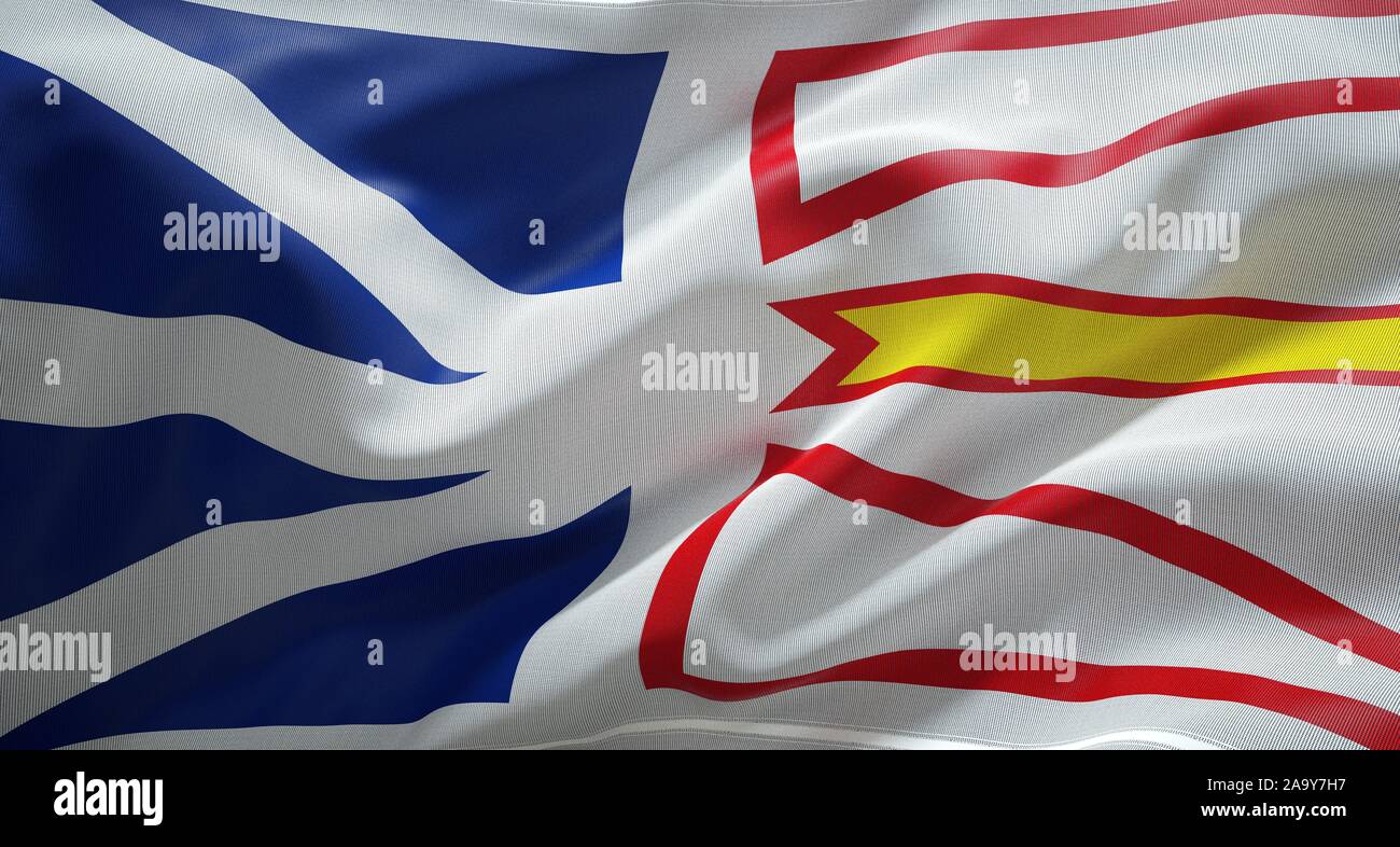 Offizielle Flagge der Provinz Neufundland und Labrador. Kanada. Stockfoto