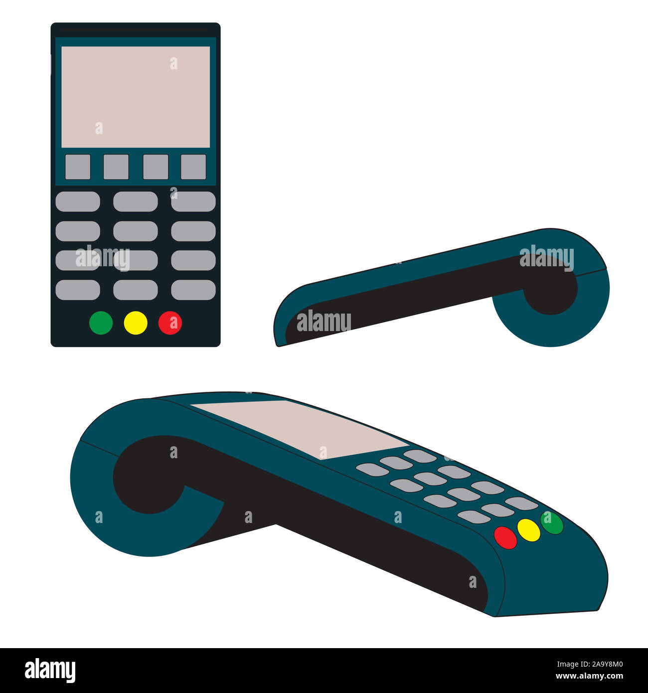 Gerät zur Wartung von Kreditkarten der Kunden, bargeldlose Zahlung durch das Terminal. Stockfoto