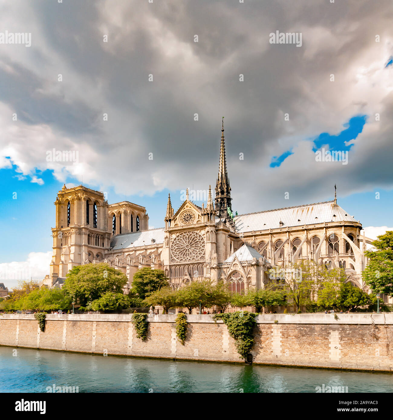 Die Kathedrale Notre Dame de Paris. Französischer Gothik Herbst Stockfoto