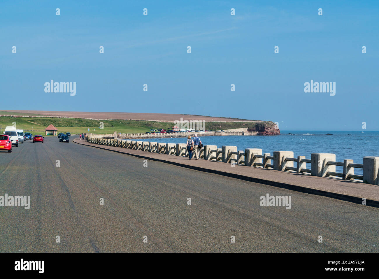 Arbroath Victoria Park Strand und Promenade, Klippen, Angus, Schottland Großbritannien Stockfoto