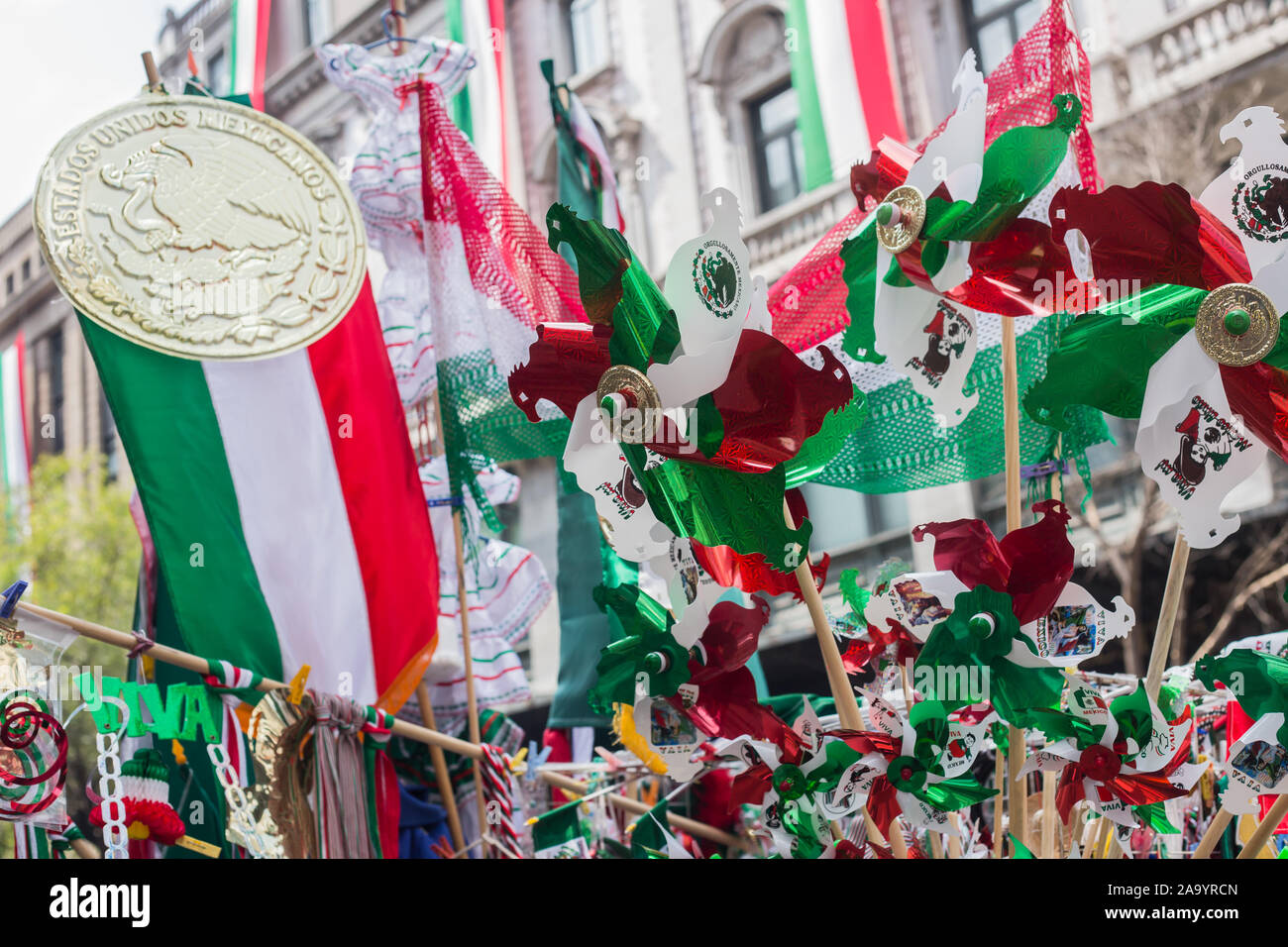 Mexiko City - 07.September 2015: Mexican Independence Day waren in Mexiko City Downtown. Stockfoto