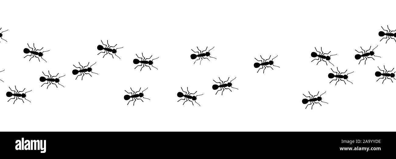 Arbeitnehmer Ameisen marschieren. Vektor ant nahtlose Grenze. Team Konzept. Kleine vector bug Kolonie. Insekten. Stock Vektor
