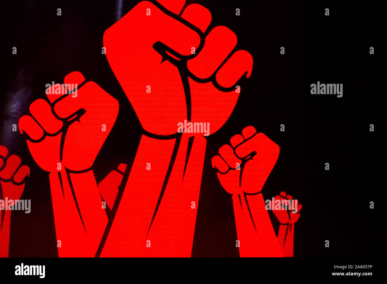 Geballte Fäuste, Black Power Salute, Faust, ist ein Symbol für Solidarität und Unterstützung, ein Gruß Einheit, Stärke, Missachtung oder Widerstand zum Ausdruck zu bringen Stockfoto