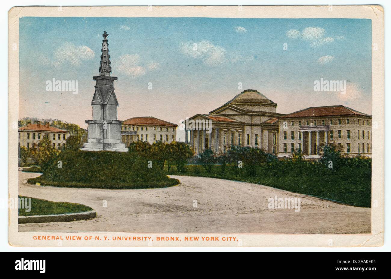 Illustrierte Postkarte von der New York Universität in Greenwich Village, Manhattan, New York City, 1915. Von der New York Public Library. () Stockfoto