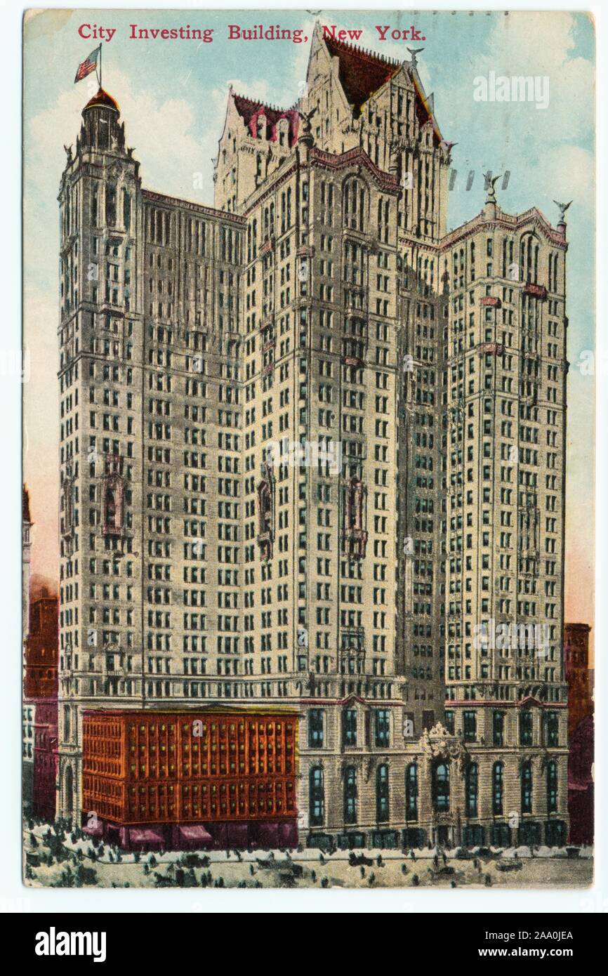 Illustrierte Postkarte der Stadt investieren, Gebäude, New York City, von Erfolg Post Card Co, 1910 veröffentlicht. Von der New York Public Library. () Stockfoto