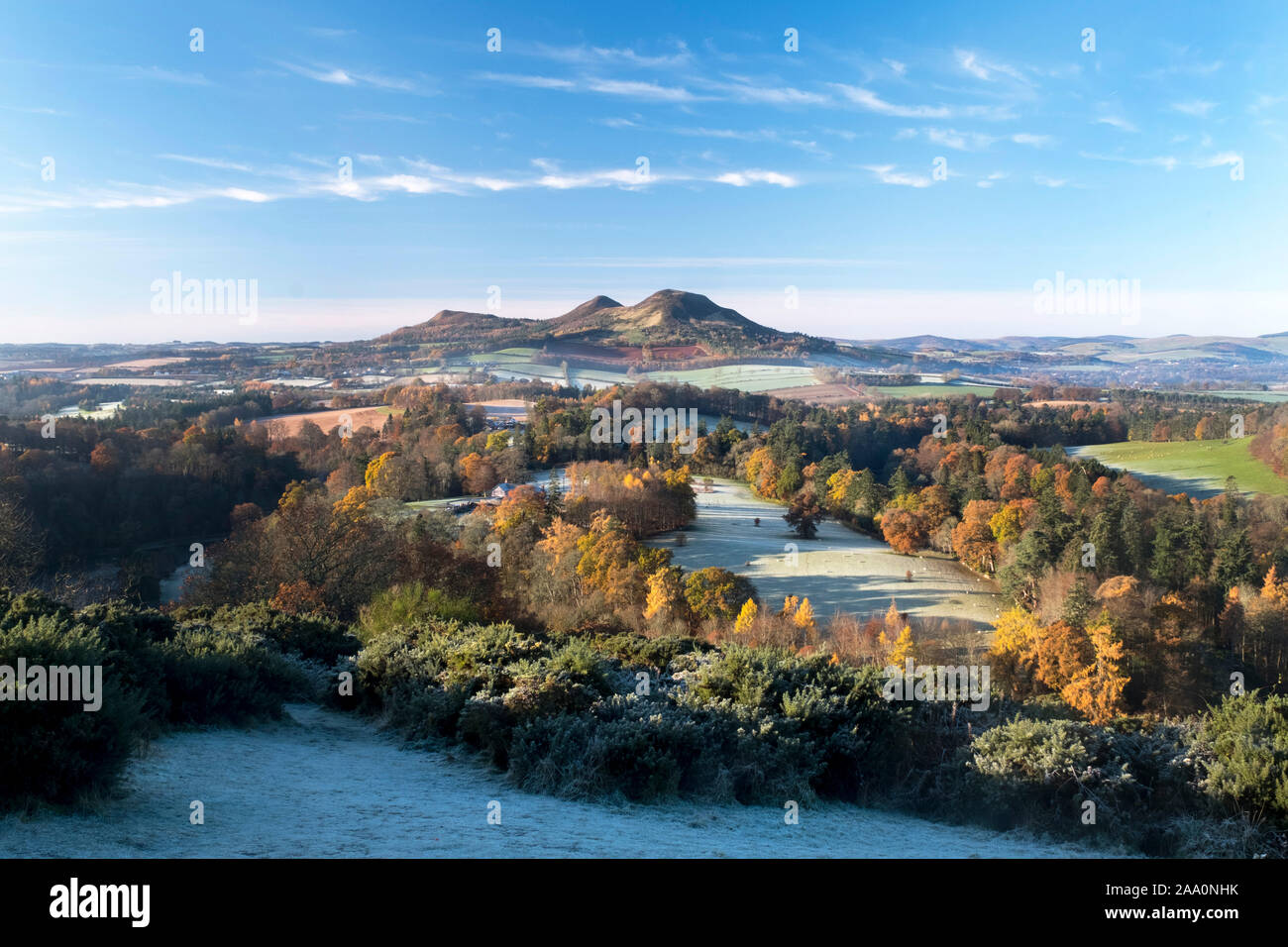 Scott's View, Bemersyde in der Nähe von Melrose, Scottish Borders, die angeblich ist eine der bevorzugten Blick auf Sir Walter Scott. Stockfoto