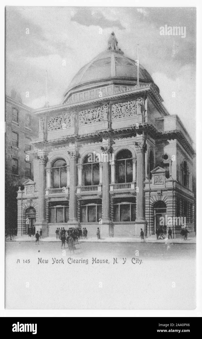 Graviert Postkarte von der Außenseite der New York Clearing House, New York City, von Rotograph Co, 1905 veröffentlicht. Von der New York Public Library. () Stockfoto