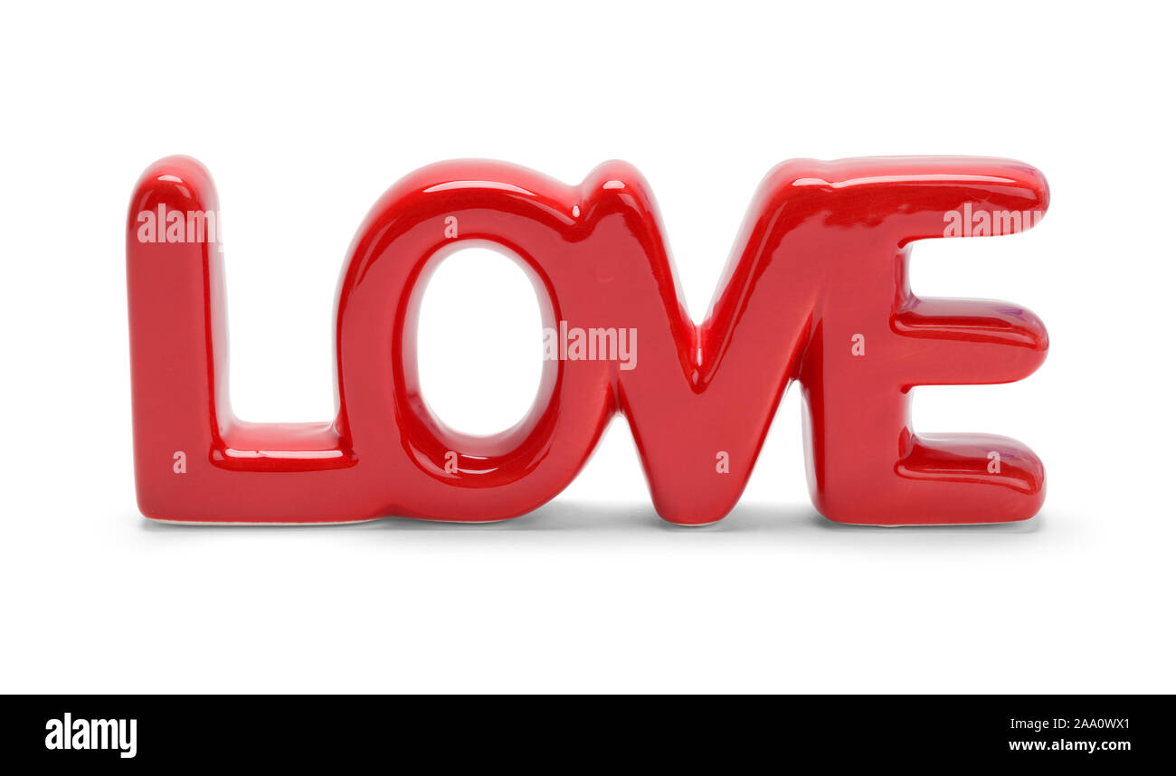 Rote Liebe Keramik isoliert auf weißem Hintergrund. Stockfoto