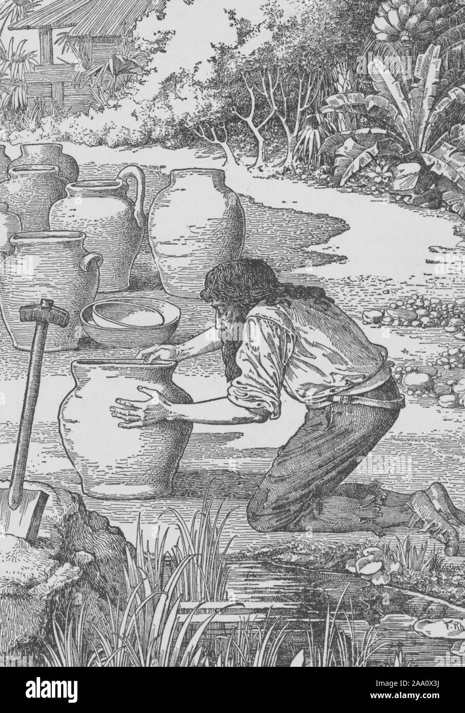 Monochrome Darstellung einer Szene aus dem Buch 