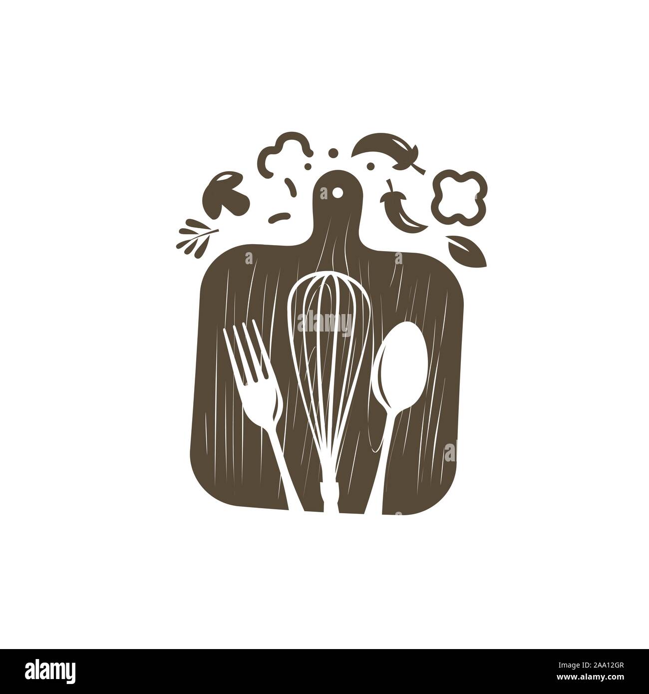 Kochlogo oder -Etikett. Kulinarische Kunst, Kulinarik Symbol. Vektorgrafik Stock Vektor