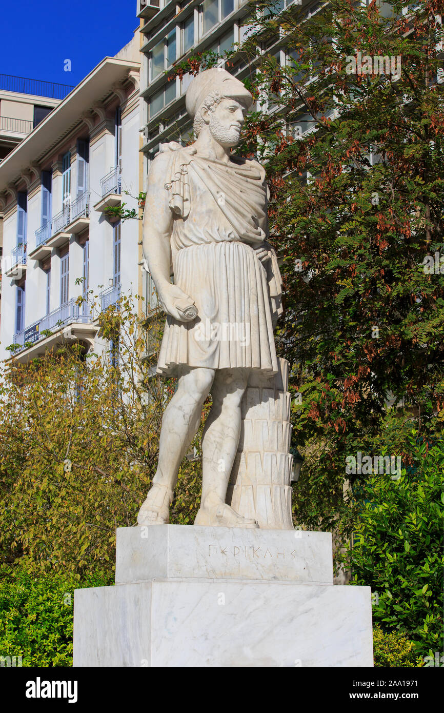 Statue des griechischen Staatsmann, Redner und allgemeine Perikles (495 v. Chr. - 429 v. Chr.) in Athen, Griechenland Stockfoto