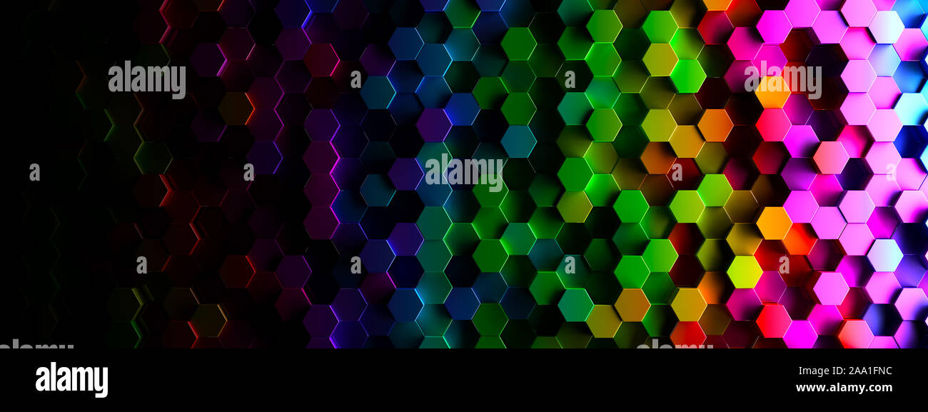 Abstrakte farbenfrohe Hexagon Mosaik Tapeten oder Hintergrund - 3D-Rendering Stockfoto