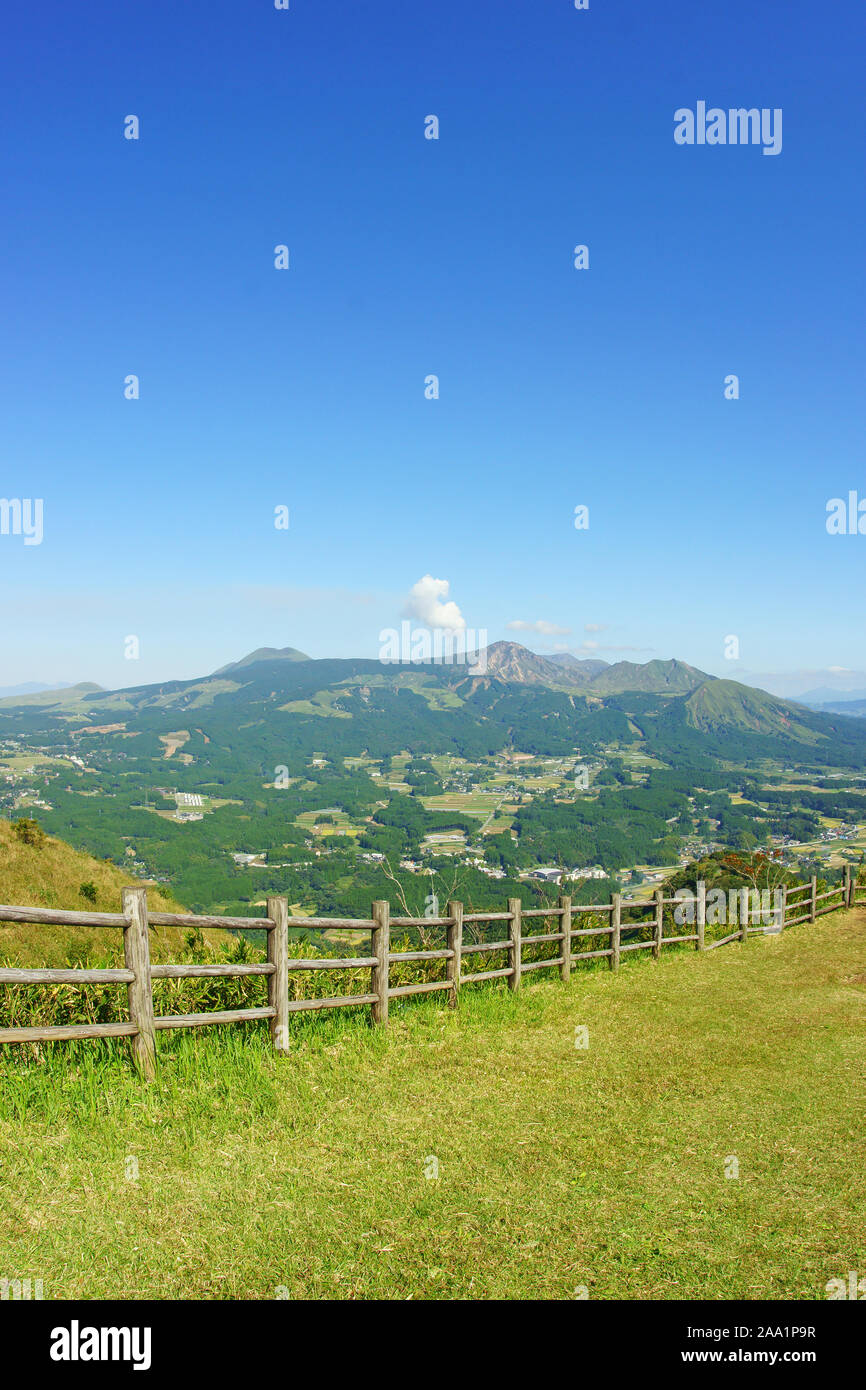 Mt. Aso von tawara Yama Observatorium Stockfoto