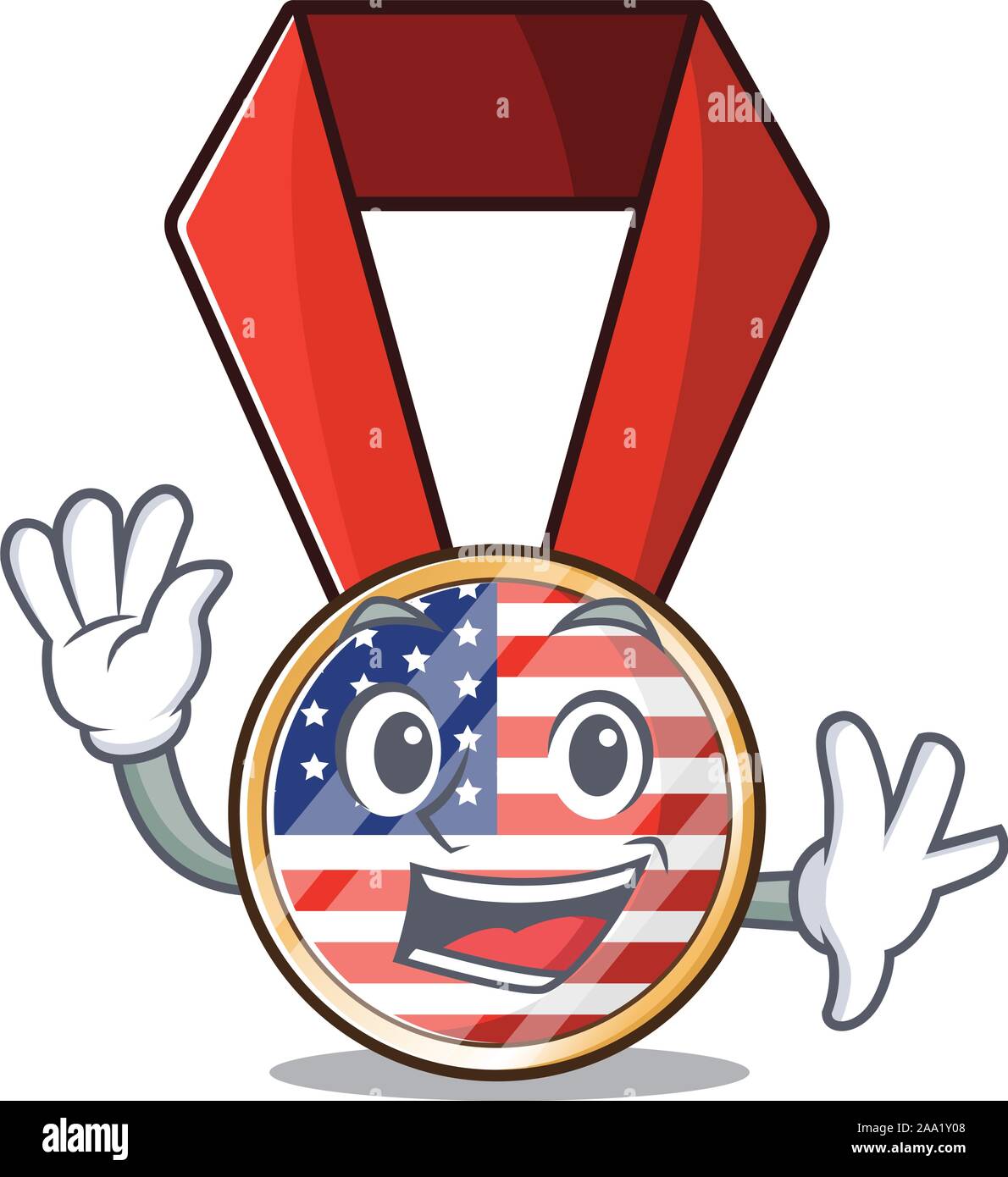 Maskottchen usa Medaille im Zeichen wellenartig Stock Vektor