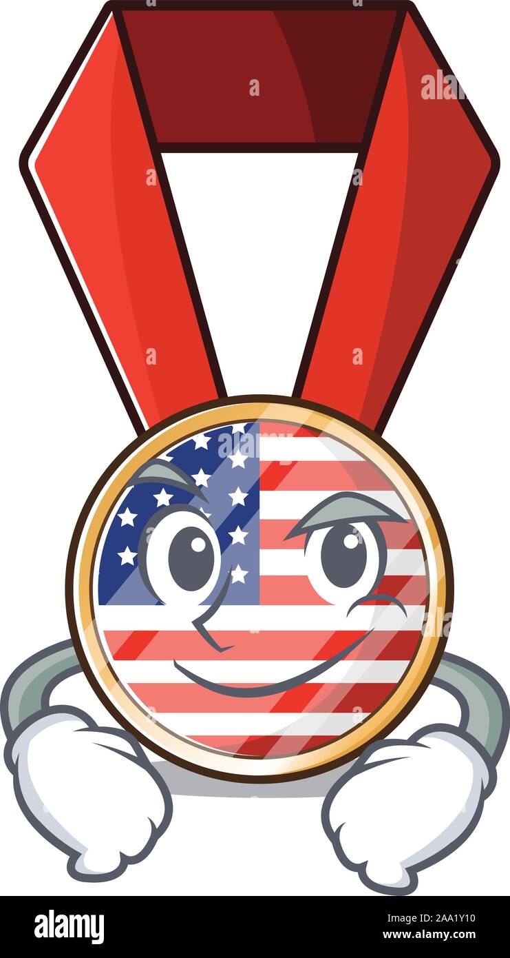 Maskottchen usa Medaille im Charakter grinsend Stock Vektor