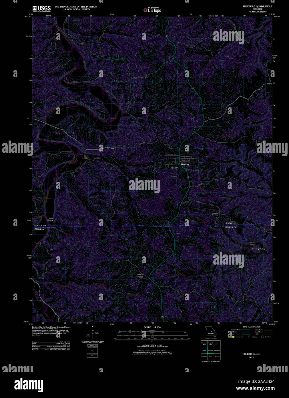 Karte von freeburg missouri Fotos und Bildmaterial in hoher Auflösung