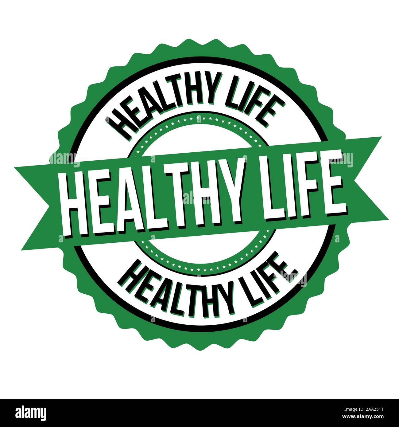 Gesundes Leben Aufkleber oder Sticker auf weißem Hintergrund, Vector Illustration Stock Vektor