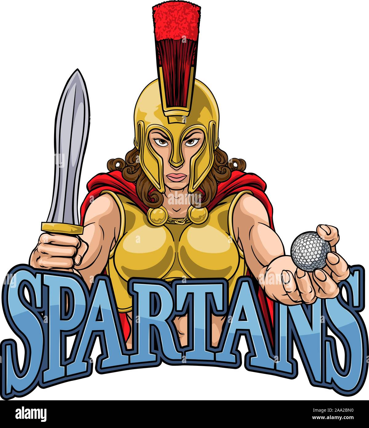 Spartan Trojan Gladiator Golf Kriegerin Stock Vektor