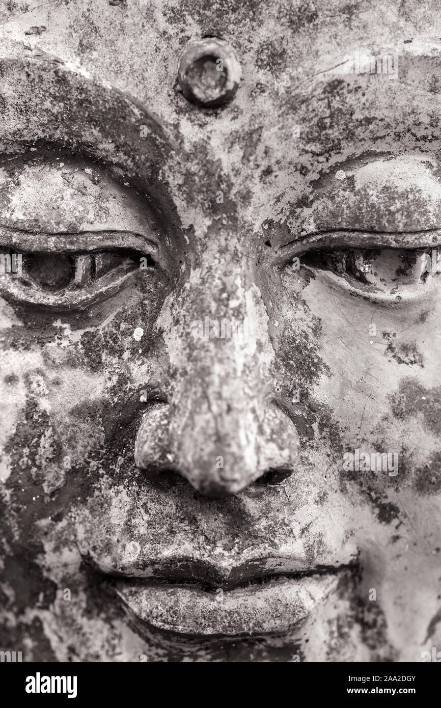 Stein Buddha Kopf Statue Nahaufnahme Stockfoto