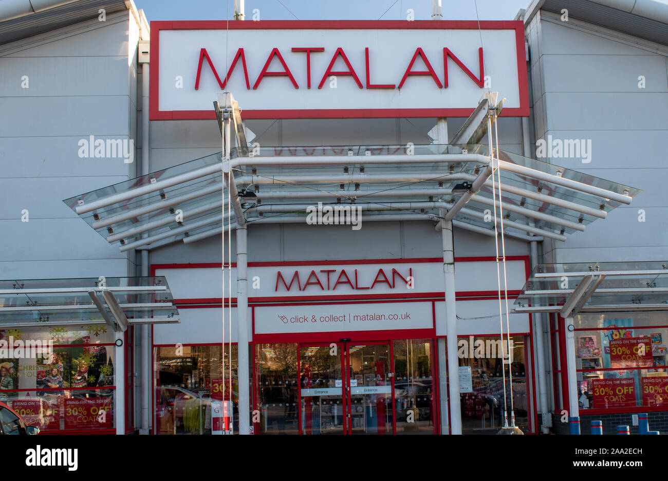 Southampton, Hampshire, Großbritannien, 18. November 2019, Westquay Matalan Store in der Nähe von Einkaufsmöglichkeiten. Stockfoto