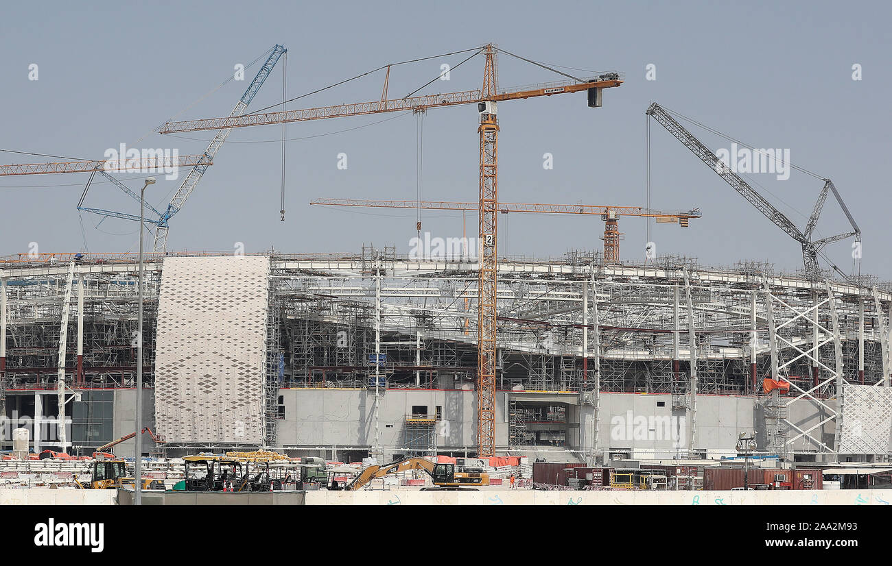 Eine allgemeine Ansicht der Al Thumama Stadium, Doha, Katar. Das Stadion im Bau wird ein Schauplatz für die 2022 FIFA World Cup. PA-Foto. Bild Datum: Montag, September 30, 2019. . Photo Credit: Mike Egerton/PA-Kabel. Stockfoto