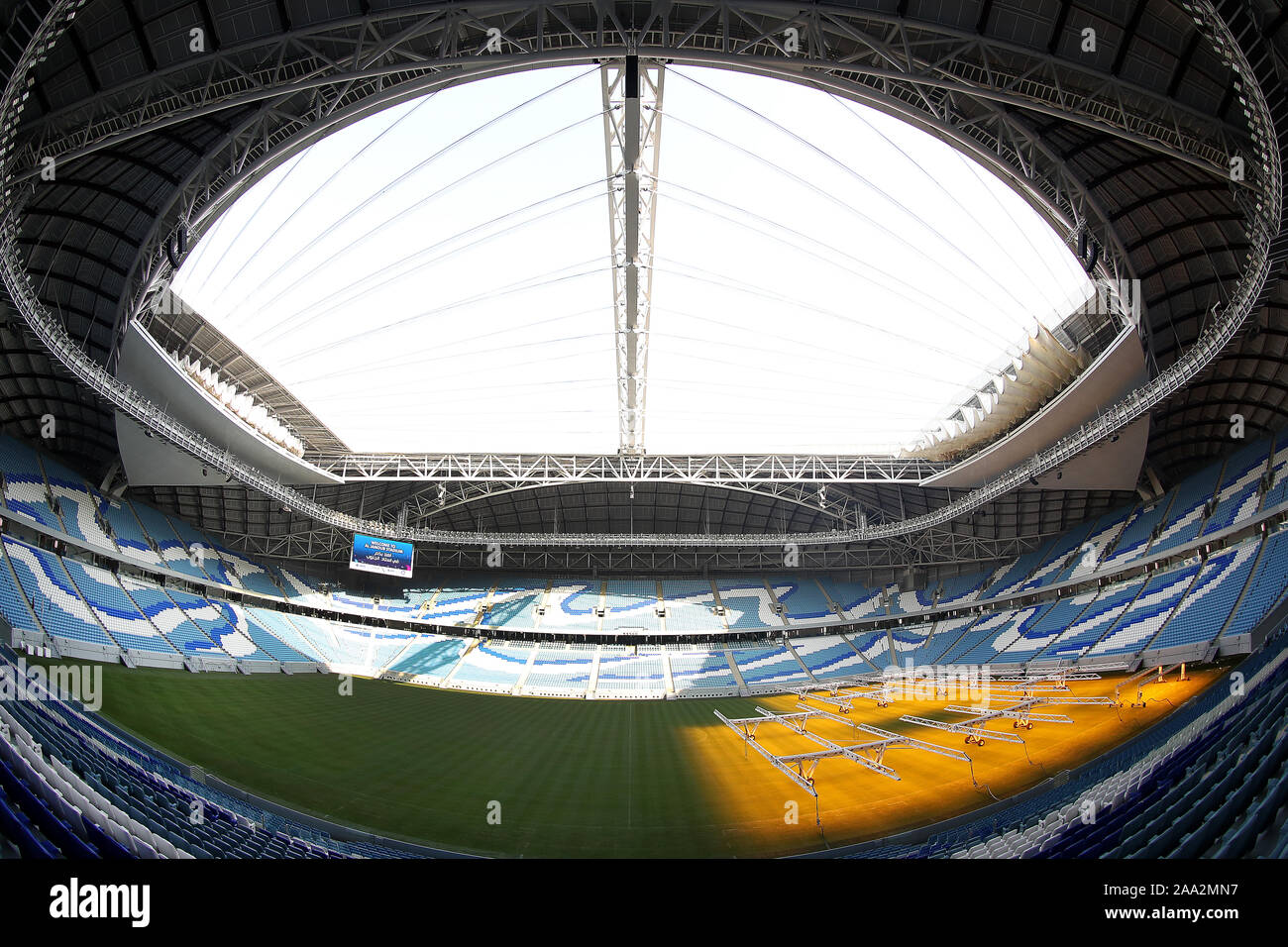 Eine allgemeine Ansicht der Al Janoub Stadium, Doha, Katar. Das Stadion ist Austragungsort für die FIFA WM 2022 verwendet werden. PA-Foto. Bild Datum: Montag, September 30, 2019. . Foto: Martin Rickett/PA-Kabel. Stockfoto