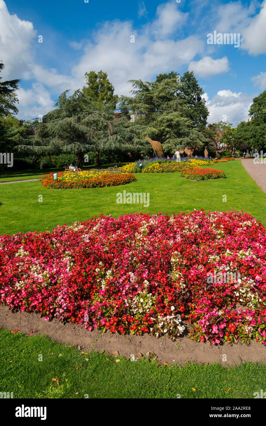 Chester City, schöne Grosvenor Park, Blumen, sonnig, England, Großbritannien Stockfoto