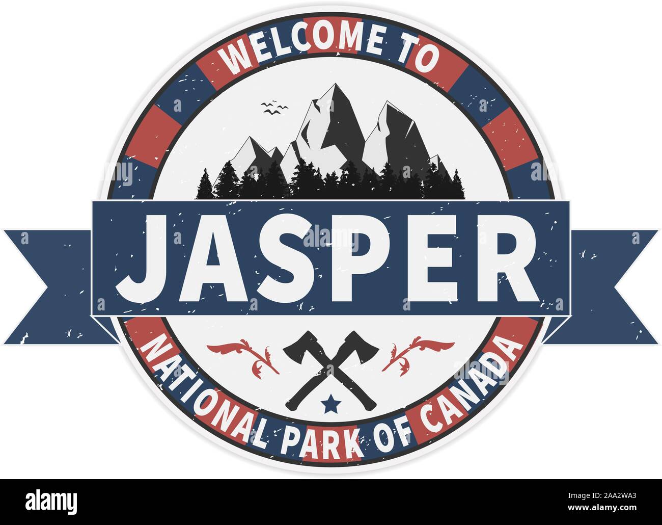 Zum Jasper Nationalpark der Kanadischen berge Symbol Willkommen. Einfache Abbildung der kanadischen Berge vektor Symbol für Web Stock Vektor