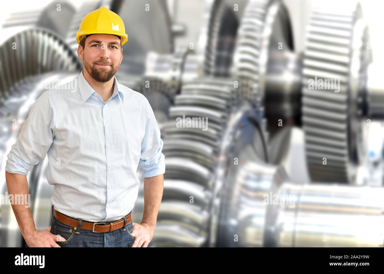 Porträt eines erfolgreichen Ingenieur in Maschinenbau in der Industrie Stockfoto