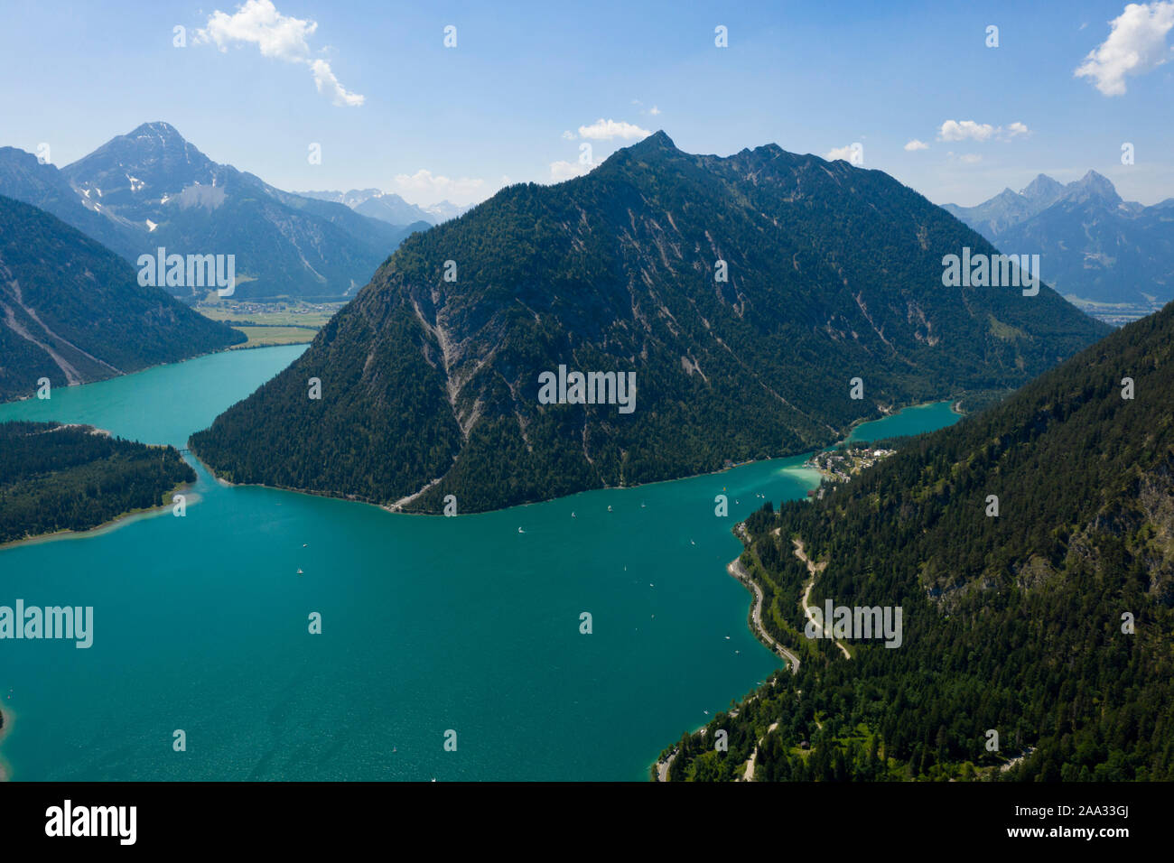 Südlich von Plansee mit kleiner Plansee und Heiterwanger See, Tirol, Österreich Stockfoto