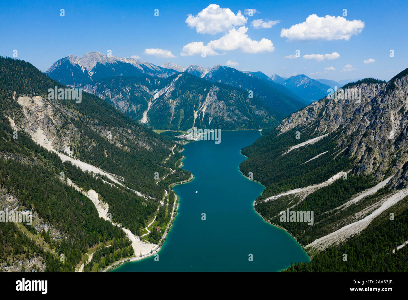 Plansee Blick nach Norden, Tirol, Österreich Stockfoto