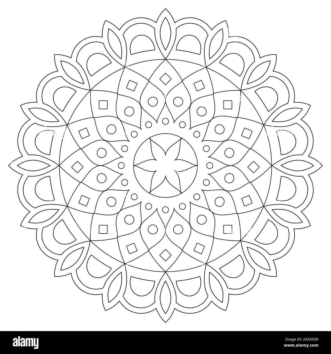 Mandala vektor design, böhmische zen Schlaganfall Muster, asiatische ethnische Design in Schwarz und Weiß für Erwachsene buch Färbung Stock Vektor