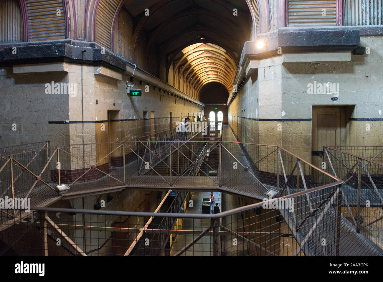 Inside Old Melbourne Gaol Stockfoto