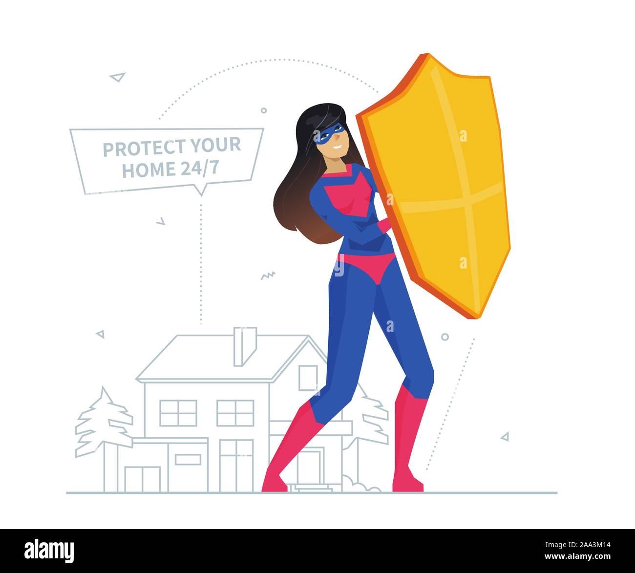 Sachversicherung Metapher flache Design Vector Illustration Stock Vektor