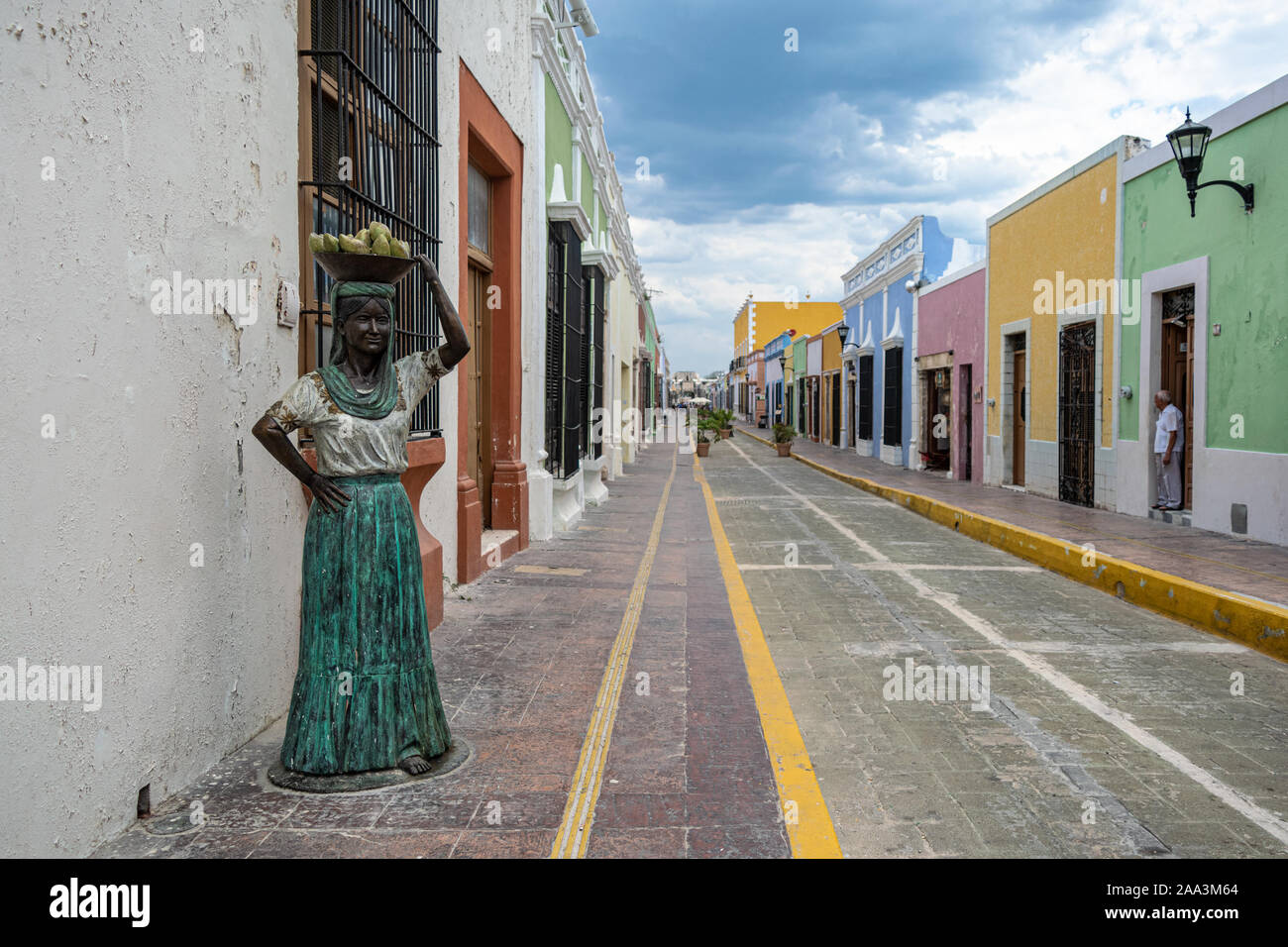 Bunt bemalte Häuser in Campeche, Mexiko Stockfoto