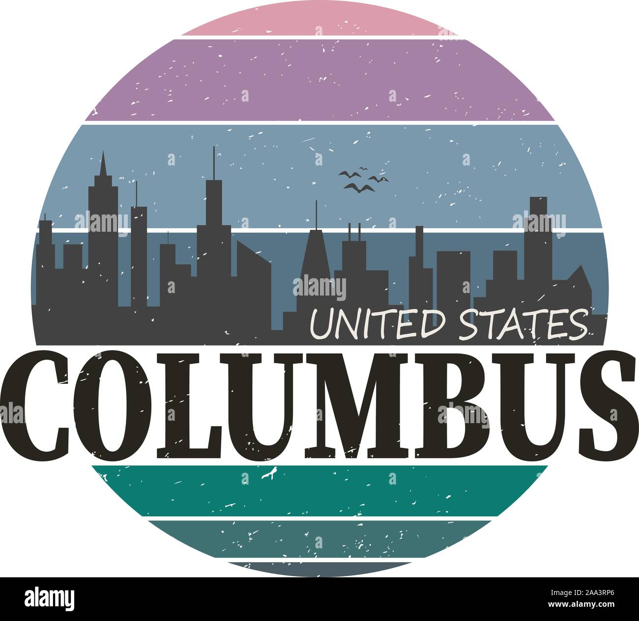 Columbus Ohio Skyline Souvenir Reisen Vector Art Design Tourismus Stock Vektor