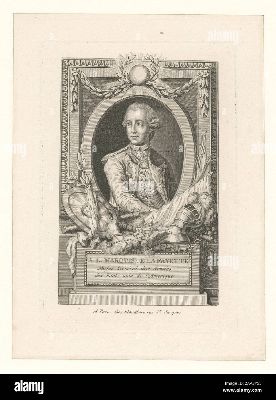 Druckgrafiker gehören Henry Bryan Halle und Max Rosenthal. Titel aus dem Kalender der Emmet Sammlung. EM 8231; A.L. Marquis de La Fayette Major General des armees des Etats Unis de l'Amerique Stockfoto