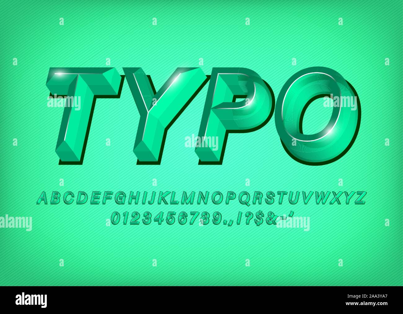 Grün 3d-Alphabet Schrift text Effekt Titel Stock Vektor