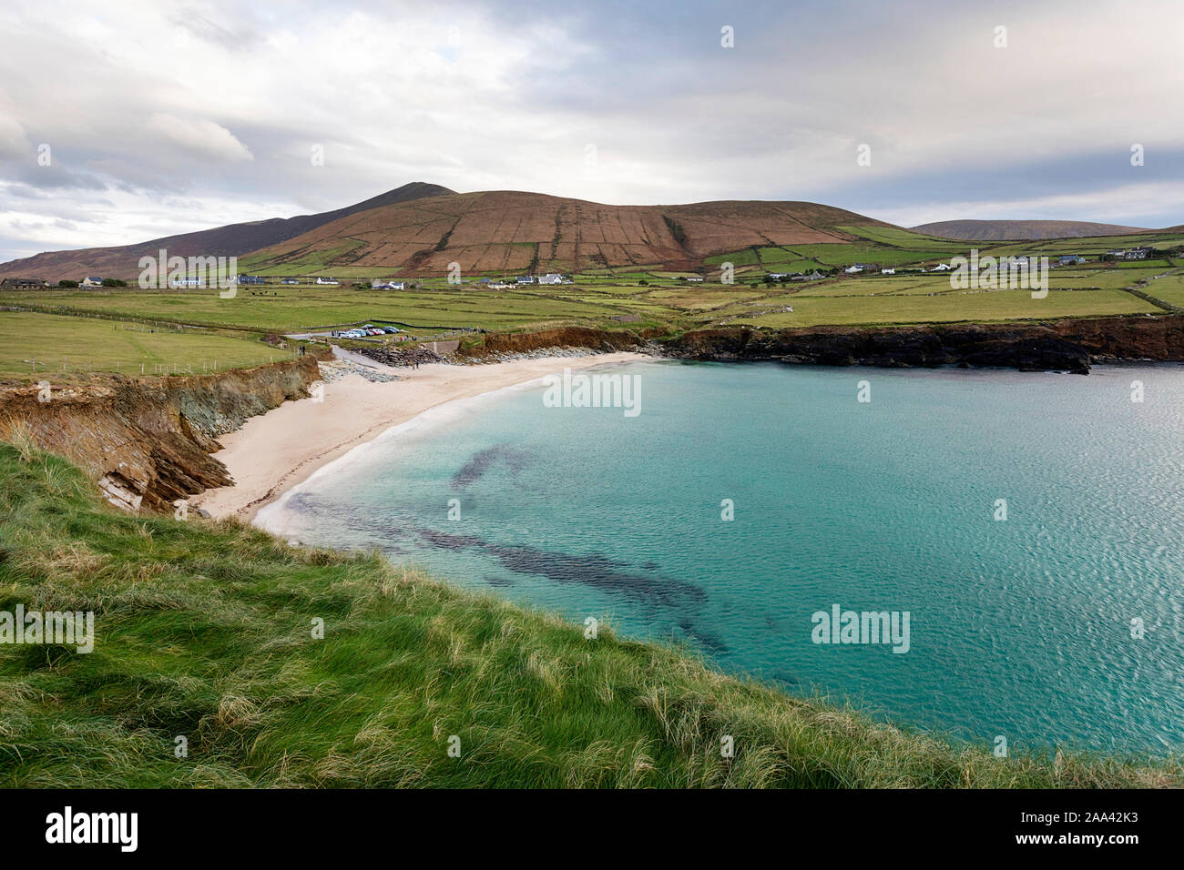 Clogher Strand in der Nähe von Ballyferriter, Halbinsel Dingle, County Kerry, Irland Stockfoto