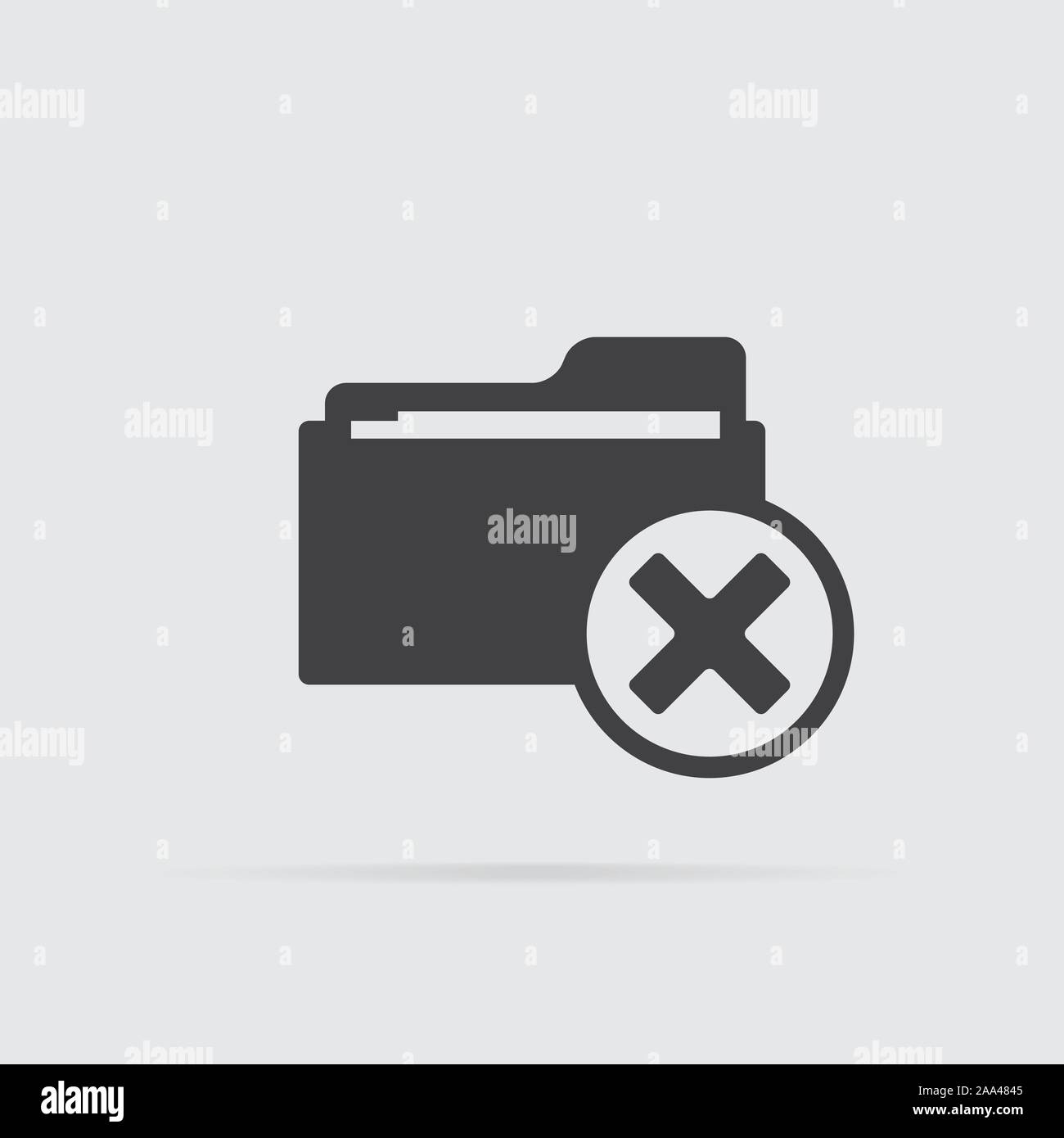 Symbol Ordner löschen im flachen Stil auf grauem Hintergrund. Für ihr Design, Logo. Vector Illustration. Stock Vektor