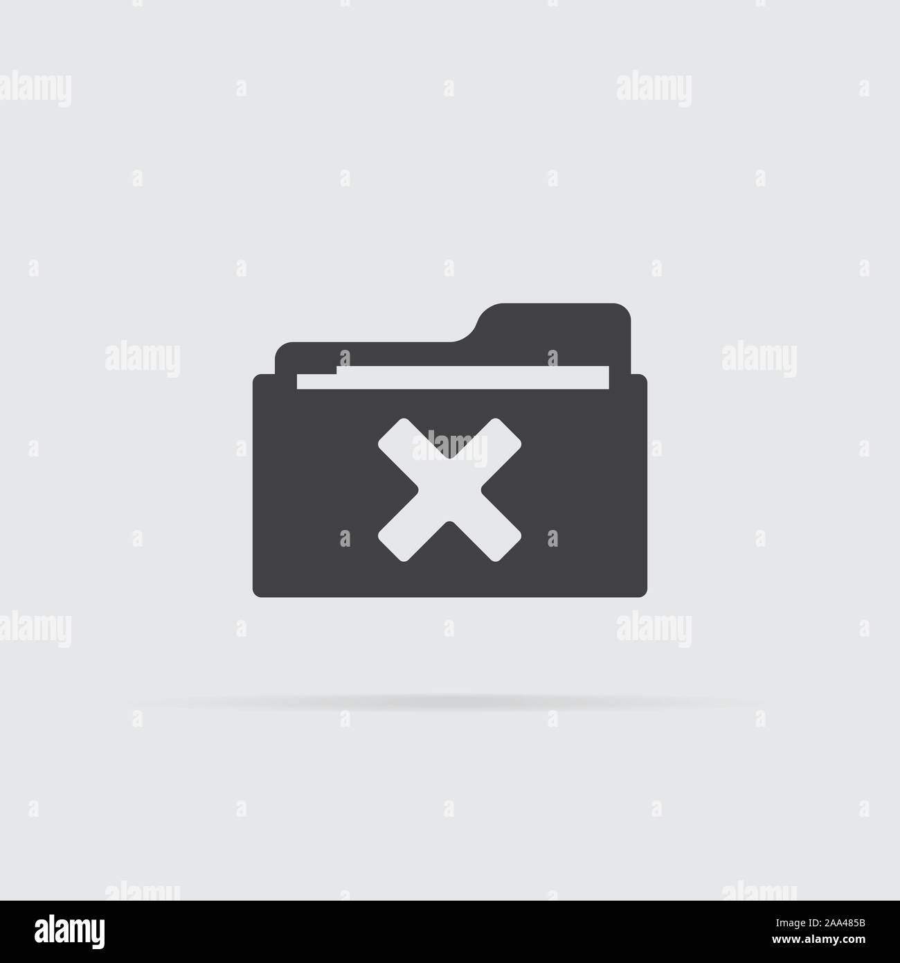 Symbol Ordner löschen im flachen Stil auf grauem Hintergrund. Für ihr Design, Logo. Vector Illustration. Stock Vektor