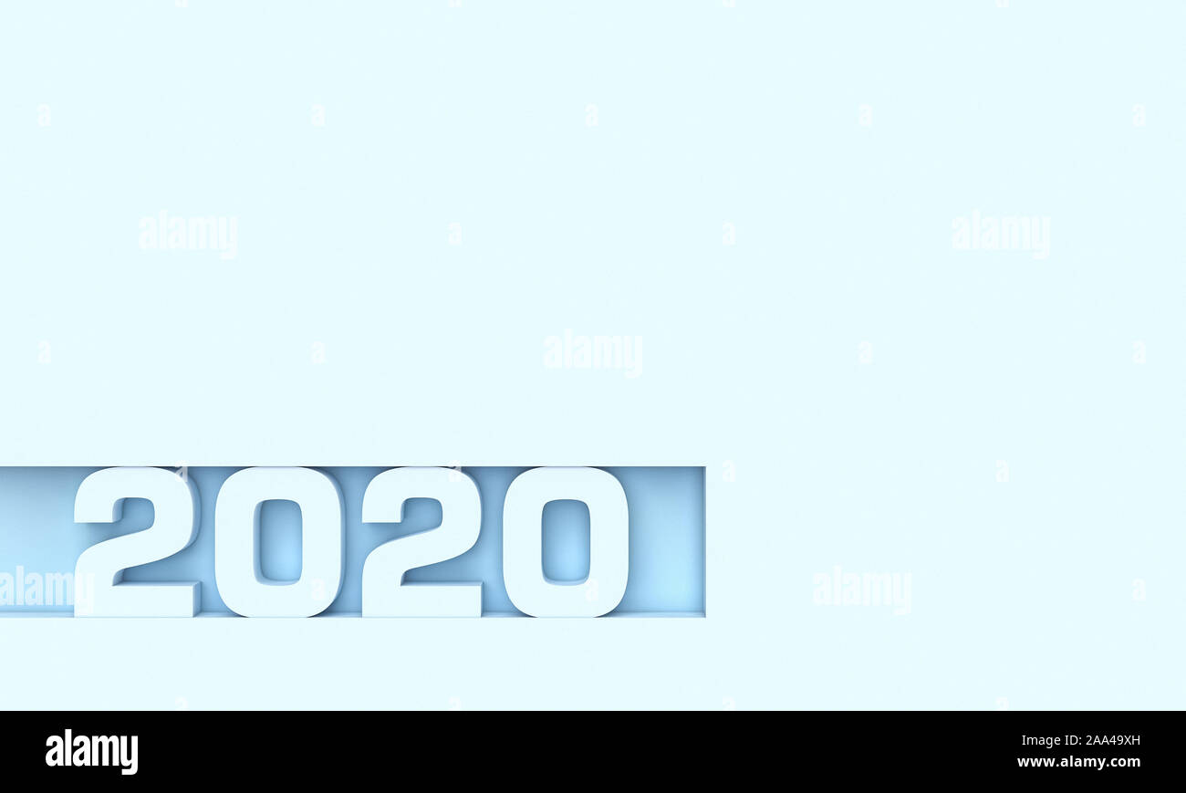 Minimalen Hintergrund 3D-Render für das neue Jahr 2020. Stockfoto