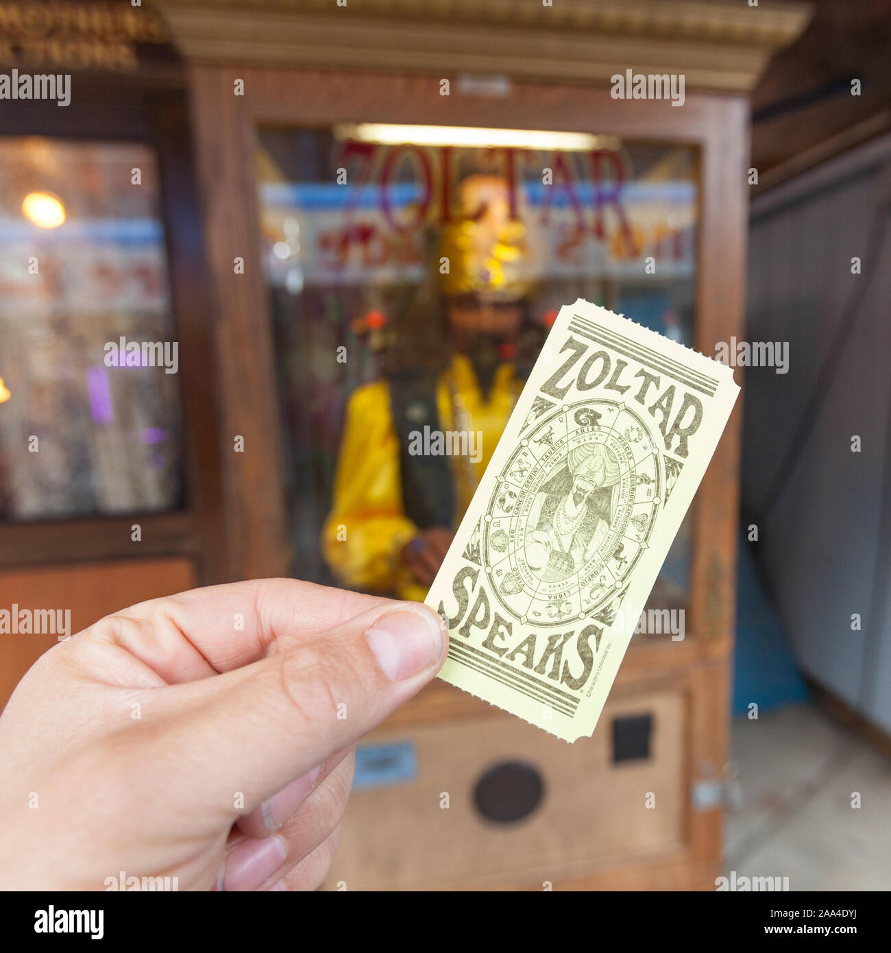 Zoltar wahrsagen Arcade Machine, Coney Island, Brooklyn, New York, Vereinigte Staaten von Amerika Stockfoto