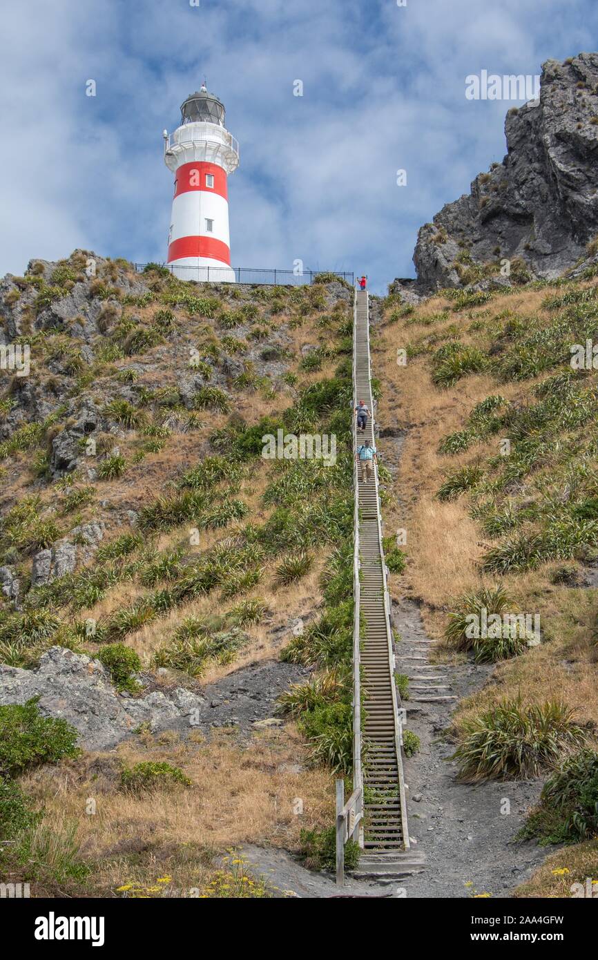 Leuchtturm Cape Palliser, Wairarapa, Neuseeland Stockfoto