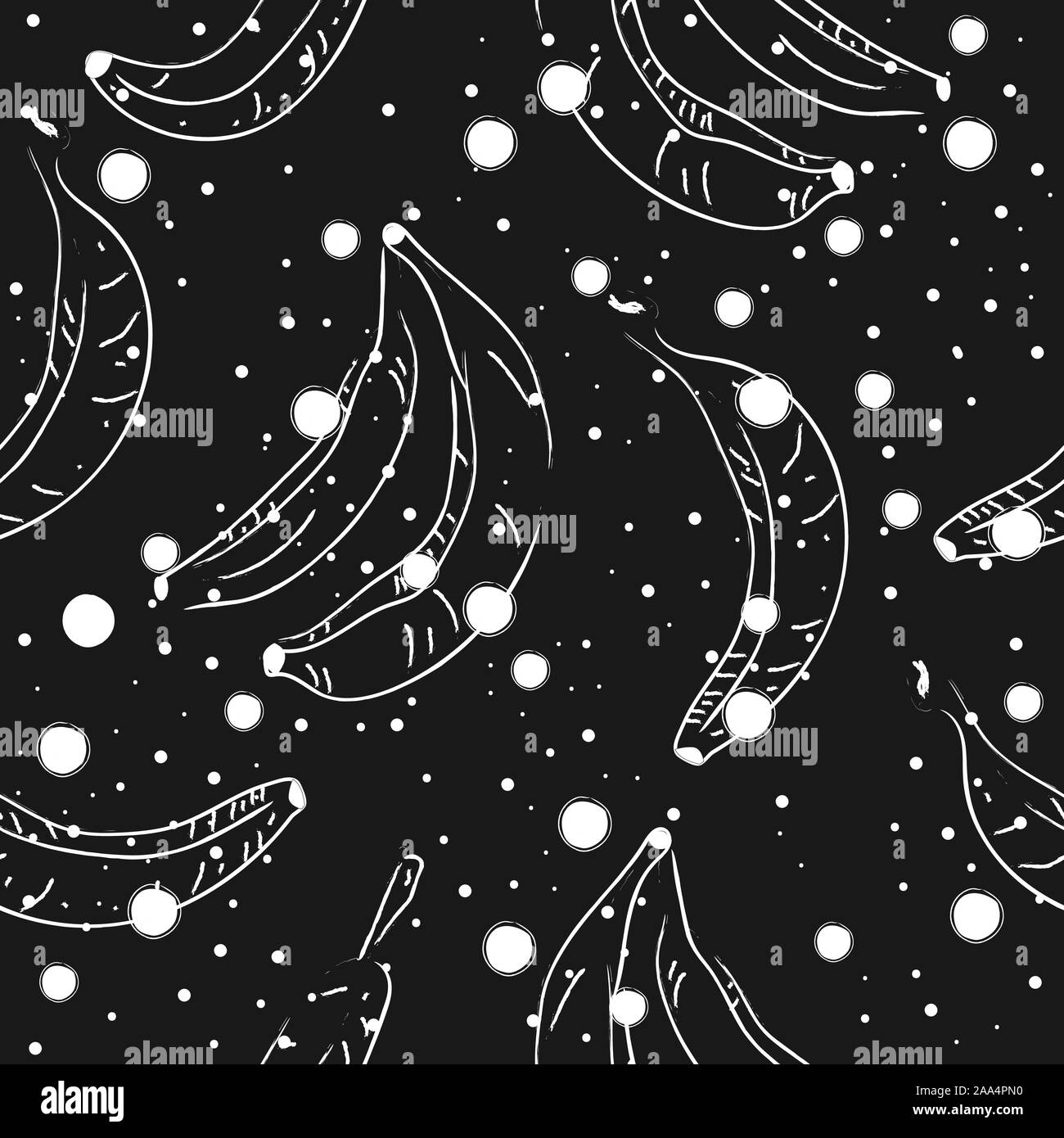 Gepunkteten Hintergrund. Nahtlose Muster mit Bananen. Im skandinavischen Stil. Früchte. Vector Illustration Stock Vektor