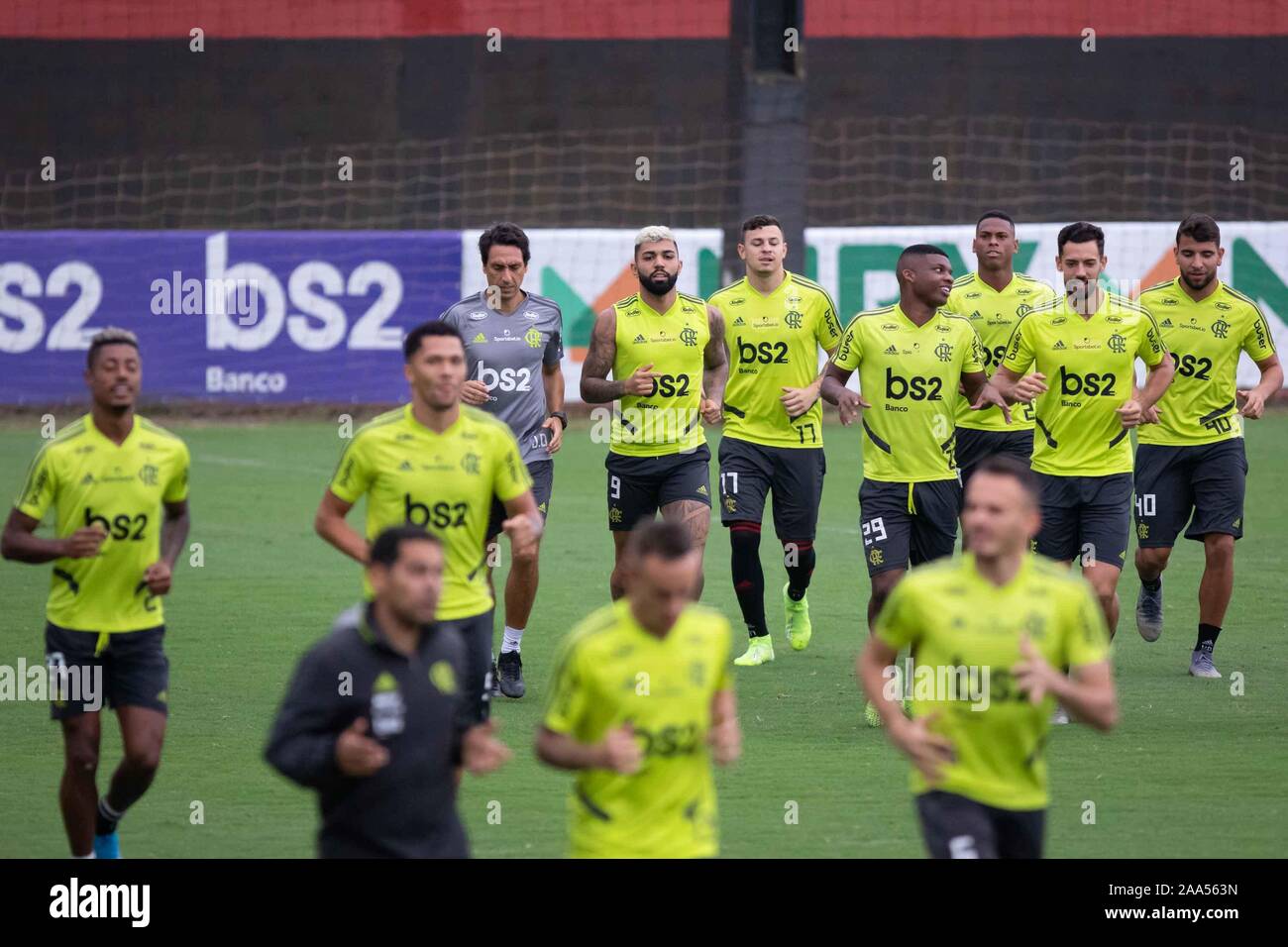 November 19, 2019, % G: RIO DE JANEIRO, RJ, 19/11/2019 - Treino do Flamengo prÃÂ © Final da libertadores na tarde dessa terÃÂ § ein Feira (19) keine Ninho do Urubu, Rio de Janeiro, RJFoto: Diego MaranhÃÂ £ o (Bild: © Diego MaranhÃÂ £ O/bin Presse über ZUMA Draht) Stockfoto